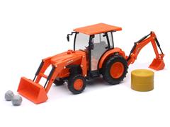 SS-33123A - New-Ray Toys Kubota Farm Tractor Backhoe Loader Made of