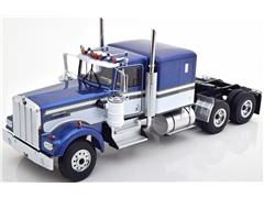 ROAD KINGS #180123 - Kenworth W900 Semi Truck in Blue Metallic and White Deco - Cab Only