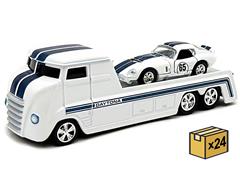 SHELBY COLLECTIBLES #SC64004-CASE - Shelby Daytona Hauler with #65 Daytona Coupe in White with Blue Stripes - 24 Pieces in a Non-Returnable Factory-Sealed Case