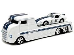 SHELBY COLLECTIBLES #SC64004 - Shelby Daytona Hauler with #65 Daytona Coupe in White with Blue Stripes