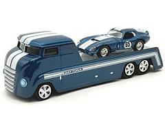 SHELBY COLLECTIBLES #SC64005 - Shelby Daytona Hauler with #65 Daytona Coupe in Blue with White Stripes