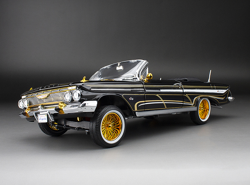 1961 Chevrolet Impala Open Convertible Lowrider in Black with Gold