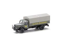 WIKING #041501 - DB German Army - Henschel HS 140 Flatbed Truck with Tarp in Army Green