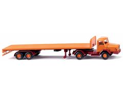 WIKING #055409 - 1965-77 Faun Cab with Flatbed Trailer in Yellow Orange