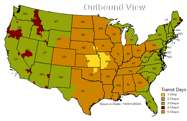 Ups Overnight Rates Chart